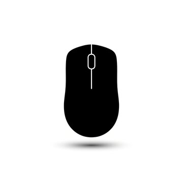 Black wireless computer mouse isolated on white background minimal design