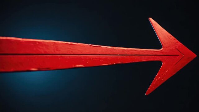 Close-up shot of a bright red arrow on a dark background, ideal for use in presentations or designs where a pop of color is needed