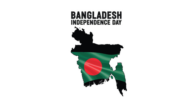 Celebrating Bangladesh independence day with a vibrant vector illustration of the national map and flag design.