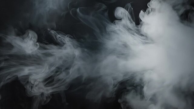 White smoke swirling against a dark background, creating a mysterious atmosphere.