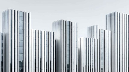 Fototapeta premium Modern Architectural Facade of Sleek Glass High-Rise Buildings