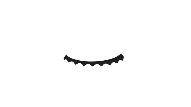 Minimal black curved line with serrated edge and tiny teeth on white background.