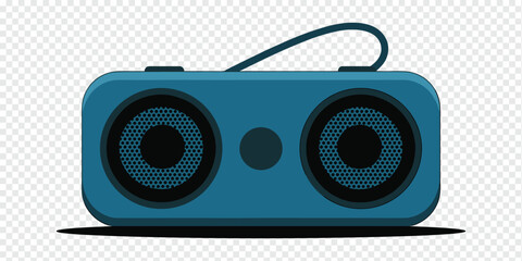 Vintage Blue Boombox Isolated on Transparent Background Retro Music Concept