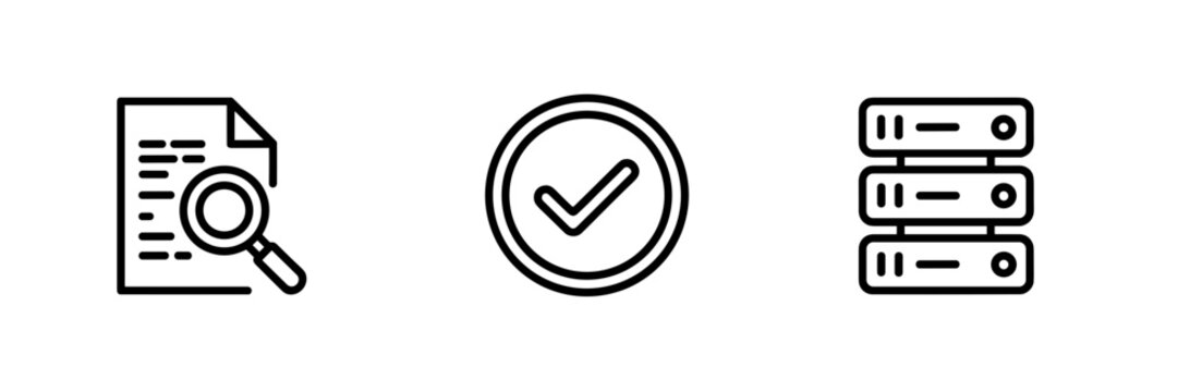 Minimalist fact checking and AI verify icons &ndash; Perfect for news apps, educational content, or digital verification.