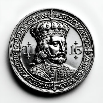 Obverse of Gold double ducat of John II Casimir Vasa, polish money. Black and white