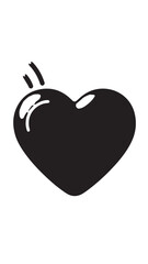 Obraz premium Stylized black heart icon with subtle shine marks on white background, a simple vector graphic symbol.