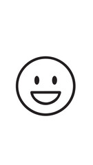 Fototapeta premium Simple black outlined smiley face graphic on white background, cheerful vector illustration.