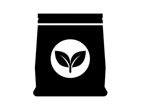 Silhouetted black bag with a circular white design featuring two leaves