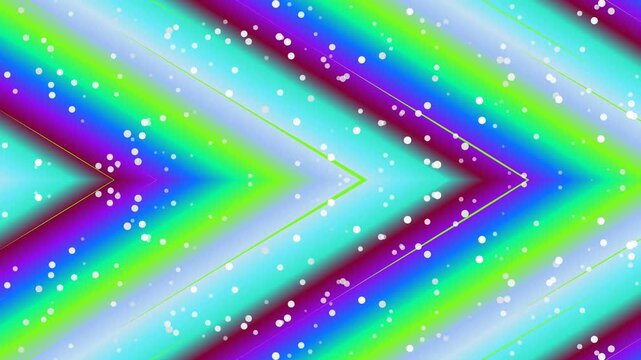Abstract rainbow background with sparkling white dots, vibrant gradient chevron pattern, and a dreamy, ethereal glow creating a festive and magical atmosphere