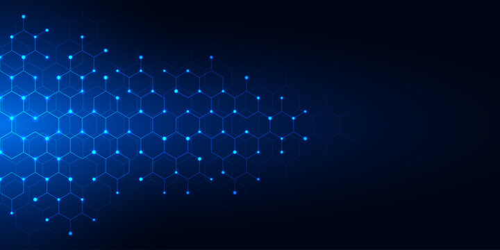 Abstract technology background with a geometric pattern of hexagon shapes. Graphic design element