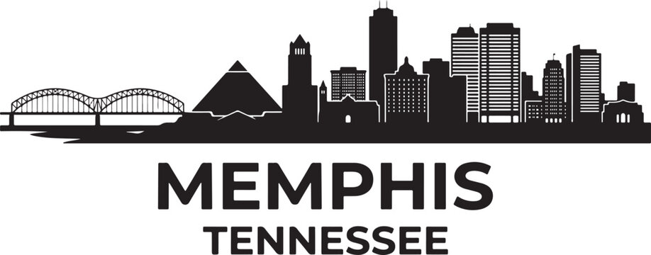 Memphis Tennessee city skyline with pyramid and bridge