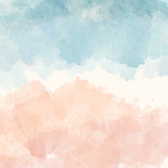 Obraz premium Pastel coloured hand painted watercolour beach themed design 