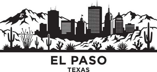 Fototapeta premium El Paso Texas cityscape with desert landscape and mountains