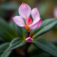 Fototapeta premium Delicate pink shoeblack plant blossom, close-up , design, blossom, high resolution