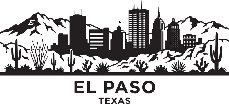 El Paso Texas cityscape with desert landscape and mountains
