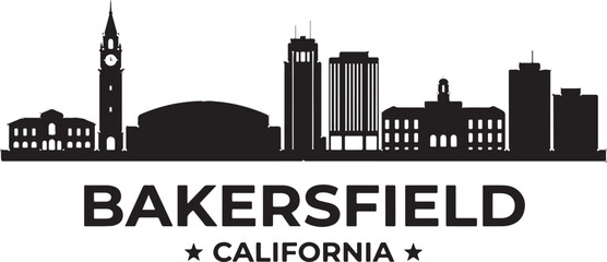 Fototapeta premium Bakersfield California city skyline silhouette graphic design