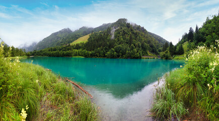 Fototapeta premium Turquoise water Klammsee the Sigmund Thun gorge near Kaprun