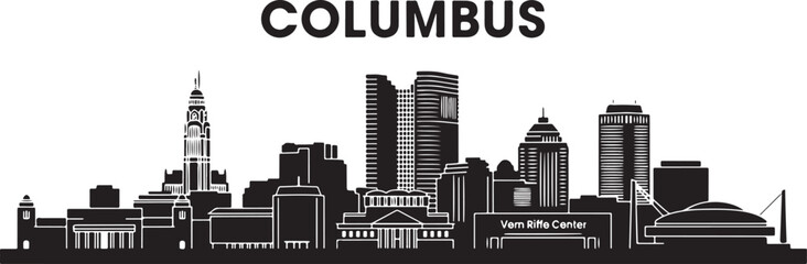 Fototapeta premium Columbus Ohio city skyline silhouette illustration