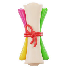 A rolled up piece of paper tied with a red ribbon