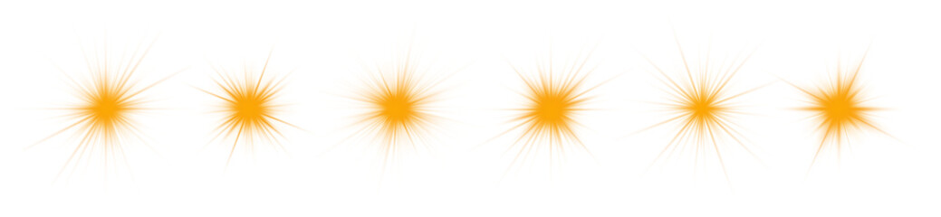 Fototapeta premium Golden light burst radiates soft warm sun rays. Transparent PNG allows overlay in digital, print, or web design projects. Sparkling highlights create magical sun effect.