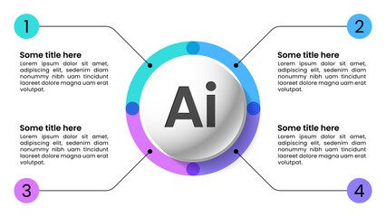Naklejka na ściany i meble Infographic template. AI scheme with 4 steps