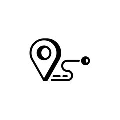 Location pin with route path icon, navigation, travel route and GPS tracking