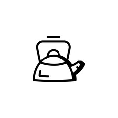 Camping kettle, outdoor cooking, camping equipment and hiking gear icon