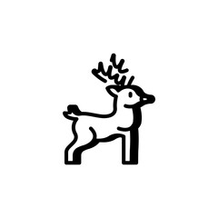 Deer icon, wildlife, forest animals and nature environment