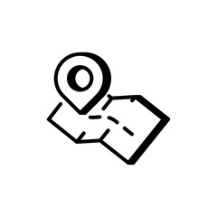 Map location pin line icon. Navigation travel symbol