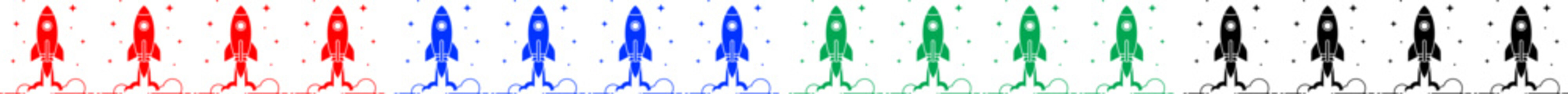 Space rocket startup concept banner with multiple colorful icons representing success and development © Emongrapic