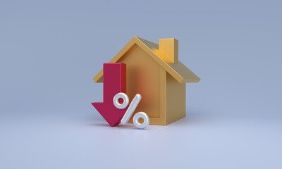 Real estate market prices going down concept