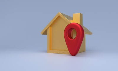 Golden house icon showing real estate location