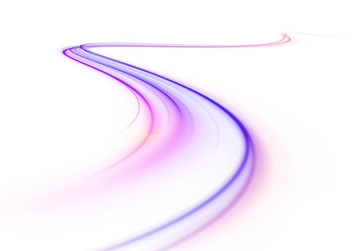 Neon red swirl pattern forms abstract speed symbol. Glowing ribbon rotates in dynamic perspective view. High quality vector background isolated on transparent layer.