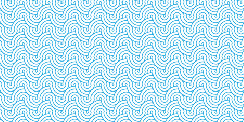Minimal blue fabric pattern circles wave overlap transparent design. overlapping paper repeat textile geometric retro background.
