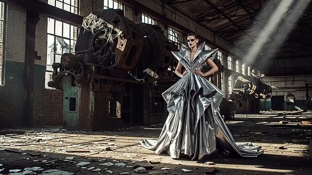 futuristic silver dress futuristic girl, silver clothing