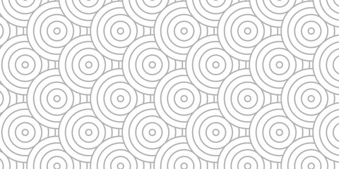 Fototapeta premium Seamless white and gray pattern circles fabric curl transparent design. minimal overlapping pattern with waves pattern with waves white geometric retro background.