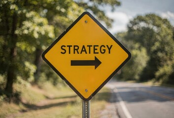 Strategy road sign directing towards future planning emphasizing the importance of strategic decision making for successful outcomes in organizational growth and development
