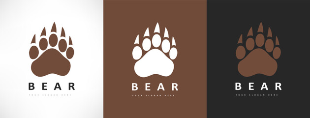 Bear paw logo vector. Animal illustration.