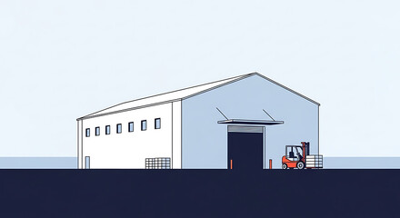 Industrial warehouse with forklift loading dock