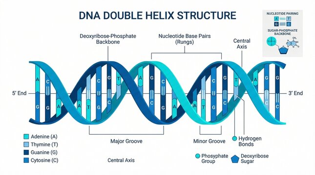 DNA Double Helix Structure Infographic Vector Illustration