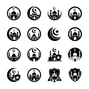 Collection of Islamic Finance Icons showcasing growth charts, money, and financial analysis tools.