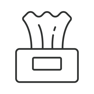 Napkins box icon in line design. napkins tissue hygiene clean paper sanitation household on white background vector. Napkins box editable stroke icon