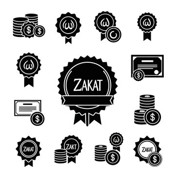 Collection of Islamic Finance Icons showcasing growth charts, money, and financial analysis tools.
