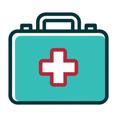 Obraz premium First aid kit illustration whit solid colour outline. 