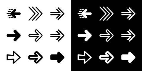 Simple Line Arrow Direction Set, Guidance and Navigation Sign Element © Muhammad