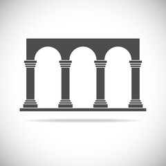Naklejka premium Colonnade abstract graphic icon. Architecture arches isolated sign on white background. Vector illustration