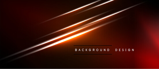 Obraz premium Dark background features bright orange lines. Minimalist design with gradient effect. Text reads background design. Modern aesthetic.