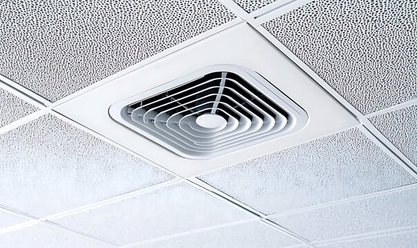 Ceiling Air Vent in Office Interior with Acoustic Tiles
