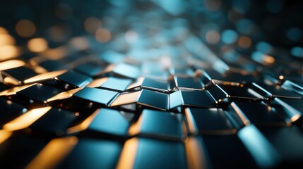 Obraz premium An abstract metallic texture captures captivating light and reflections, evoking a futuristic aesthetic that stirs curiosity and contemplation in modern art.