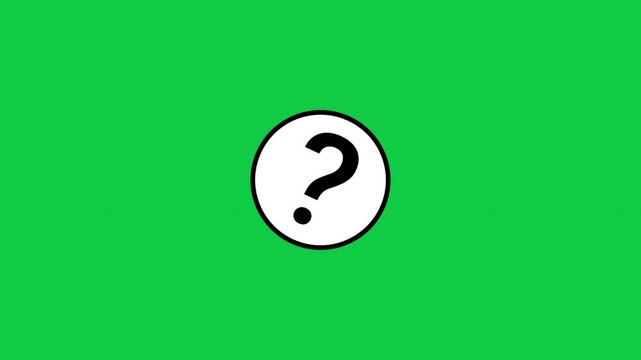 Animated Question Mark Icon Shaking Animation on Green Screen Background Loop for FAQ Support